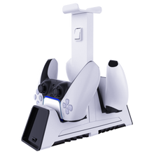 Load image into Gallery viewer, GHOST GEAR™ GG™ PS5 Dual Charger and Headphone Stand with Magnetic Induction Technology and Blue Gamer Glow LED
