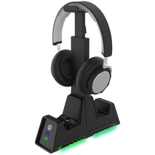 Load image into Gallery viewer, GHOST GEAR™ GG™ Xbox Series X Dual Charger and Headphone Stand with Magnetic Induction Technology and Green Gamer Glow LED