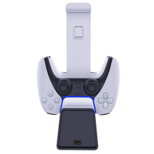 Load image into Gallery viewer, GHOST GEAR™ GG™ PS5 Dual Charger and Headphone Stand with Magnetic Induction Technology and Blue Gamer Glow LED