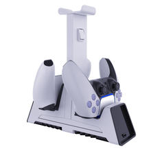 Load image into Gallery viewer, GHOST GEAR™ GG™ PS5 Dual Charger and Headphone Stand with Magnetic Induction Technology and Blue Gamer Glow LED
