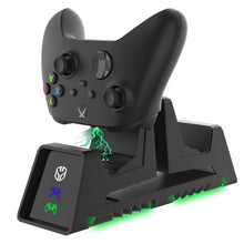 Load image into Gallery viewer, GHOST GEAR™ GG™ Xbox Series X Dual Charger and Headphone Stand with Magnetic Induction Technology and Green Gamer Glow LED