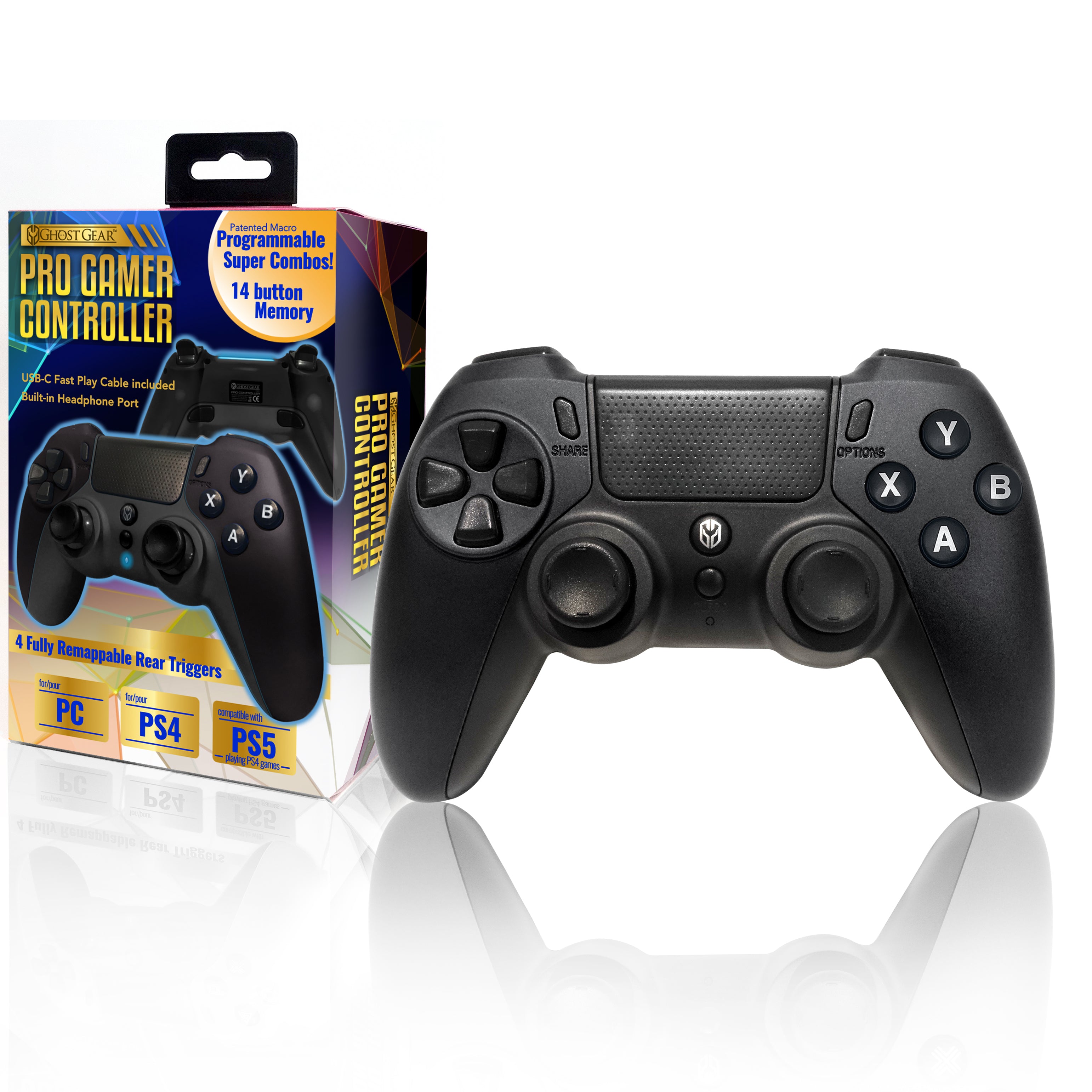 GG™ Pro Gamer Controller for PS4/PC - Metallic Black – Ghost Gear Inc.
