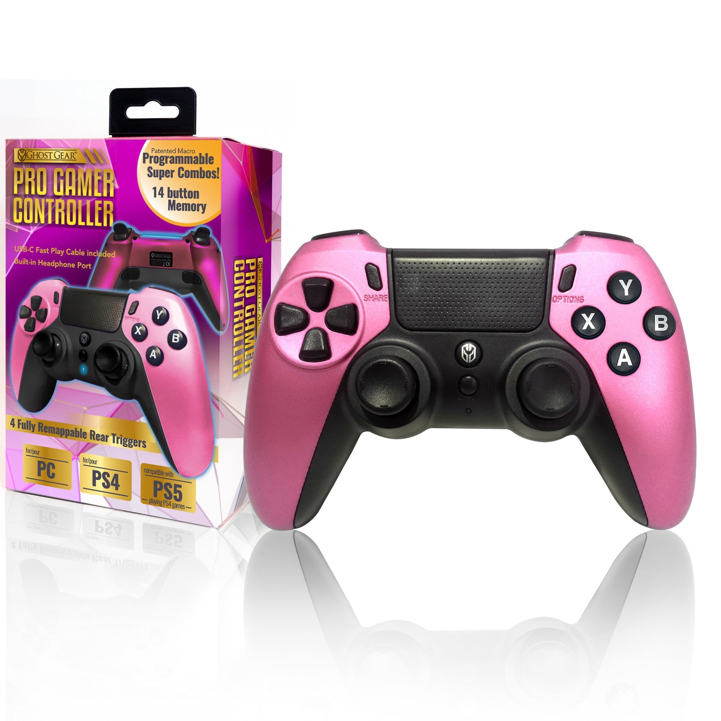 GHOST GEAR™ Pro Gamer Controller - Metallic Pink for PC/PS4